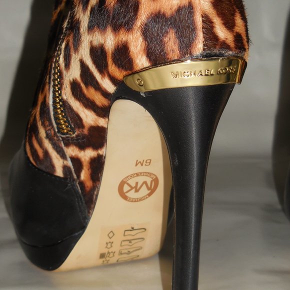 Michael Kors Black, Gold and Animal Print Bootie - Picture 4 of 15